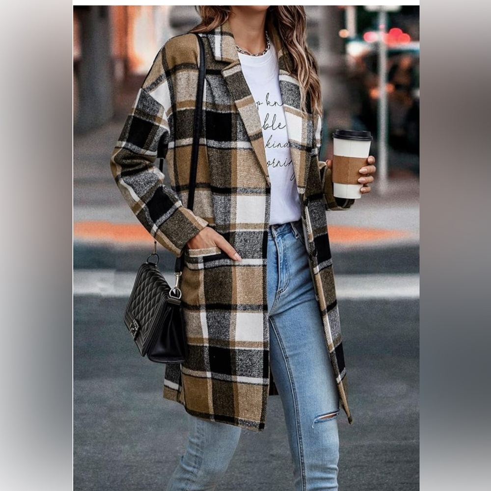 PRETTYGARDEN Women's Plaid  Coat with Pockets- size M - never worn